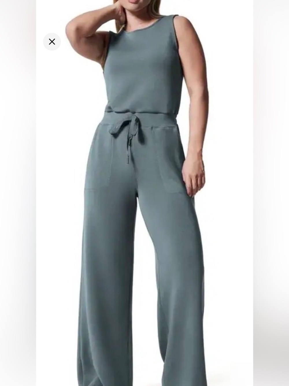 SPANX Sleeveless Wide-Leg Jumpsuit in Dusty Blue